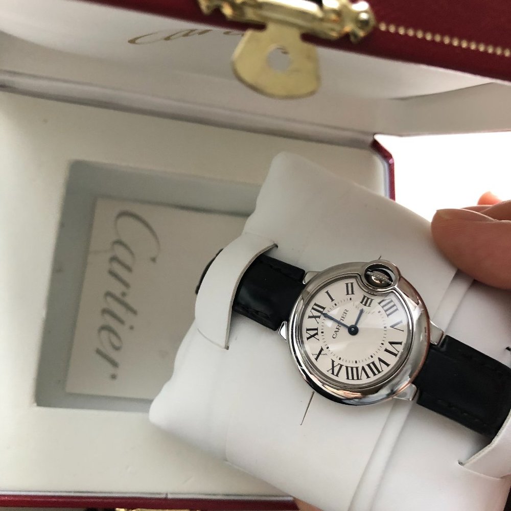 Ballon Bleu De Cartier 33 MM Steel Leather Watch